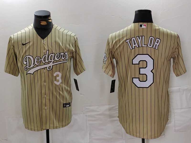 Men%27s Los Angeles Dodgers #3 Chris Taylor Cream Pinstripe Stitched Cool Base Nike Jerseys->los angeles dodgers->MLB Jersey